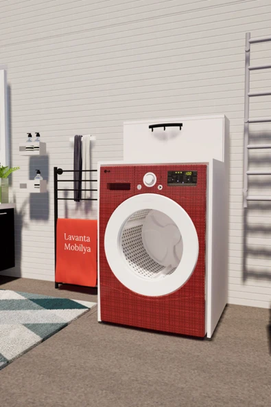 Lavanta Mobilya İmalat Seıne Mdf Çamaşır Makinesi Dolabı Saklama Alanı Mevcut - 3