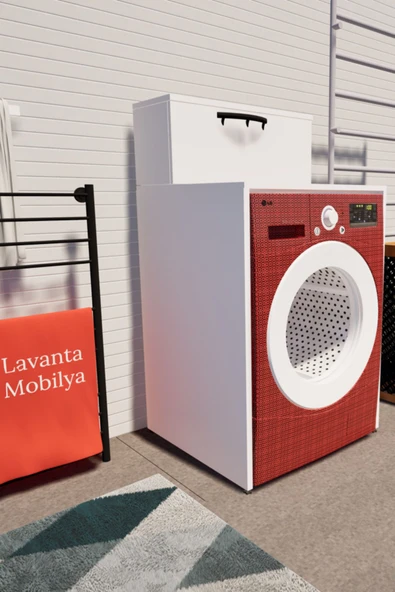 Lavanta Mobilya İmalat Seıne Mdf Çamaşır Makinesi Dolabı Saklama Alanı Mevcut