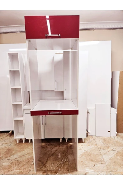 Lavanta Mobilya İmalat Mdf Hıgh Gloss Dicle Kırmızı Çamaşır Makinesi Ve Kurutma Makinesi Dolabı - 3