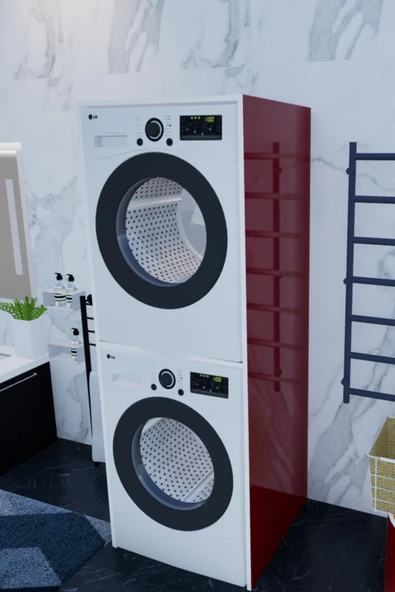 Lavanta Mobilya İmalat HİGH GLOSS ALTUN KIRMIZI ÇAMAŞIR MAKİNASI VE KURUTMA MAKİNASI DOLABI - 4
