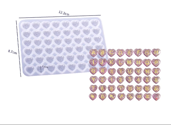 EPOKSİ REÇİNE SİLİKON KALIP İTHAL HARFLİ RAKAMLI BURÇ KALP FİGÜRLÜ KÜPE SİLİKON KALIP HB5021-0096