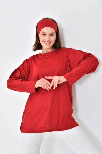 Uzun Kollu Tunik (Bandana Hediyeli) - Kırmızı - 7