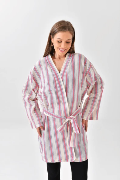 El Dokuması Kimono - Pembe Mavi - 7