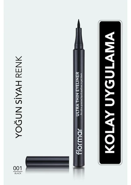 Flormar Ultra Thin Yoğun Renk Veren Mat Göz Kalemi (001 Black)