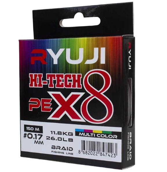 Ryuji Hi-Tech X8 150m 0.08 mm Multi Color İp Misina - 2