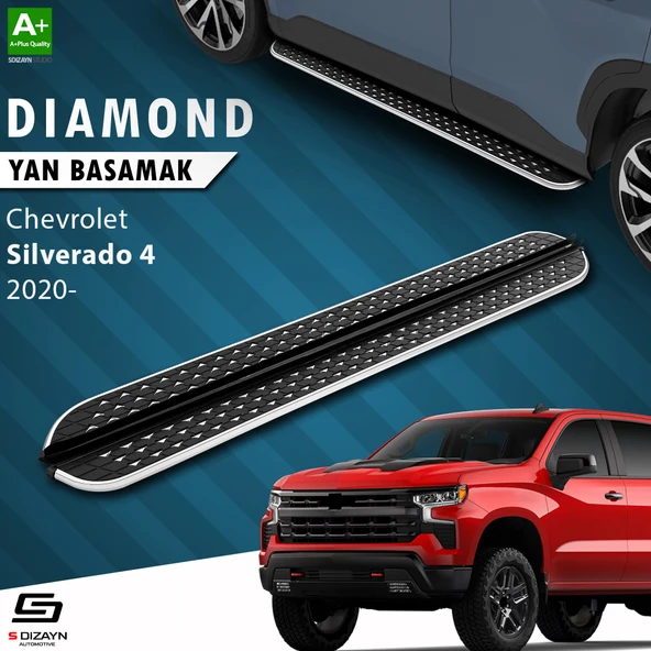 S-Dizayn Chevrolet Silverado 4 Uzun Şase Diamond Krom Yan Basamak 253 Cm 2020 Üzeri A+ Kalite ürün görseli 1