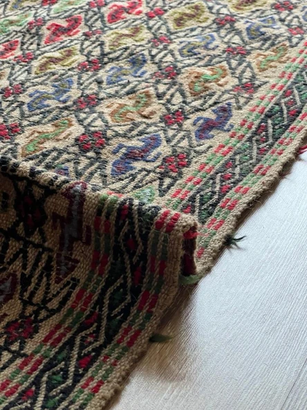 162x235 cm Büyük Boy Türk Halısı, Yıkanabilir Renkli El Dokuma Nostaljik Kilim, Canlı Renkler Şık Ev Dekoru - 2
