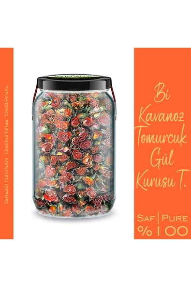 Tomurcuk Turuncu Gül Kurusu Bi Kavanoz 660 cc. Cam Kavanozda Turuncu Renk Kuru Gül Dried Rose Bud - 2