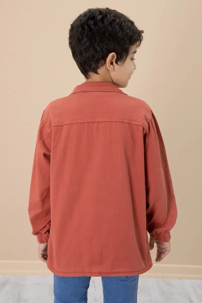 Kiremit Gömlek ve Baskılı Tişörtlü Erkek Çocuk 2li Takım 19988 - 5