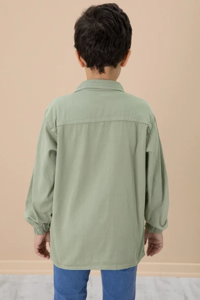 Yeşil Gömlek ve Baskılı Tişörtlü Erkek Çocuk 2li Takım 19989 - 6