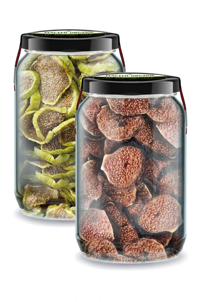 2'li İncir Cipsi Beyaz İncir Cipsi + Siyah İncir Cipsi Bi Kavanoz Cam Kavanozlarda Saf İncir Kurusu