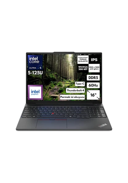 LENOVO Thinkpad E16 G2 Ultra 5-125U 40 Gb Ram 512 Gb Ssd 16"  Free Dos 21Ma003Mtx Kt24 ürün görseli 1