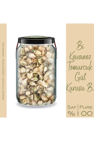 Tomurcuk Beyaz Gül Kurusu Bi Kavanoz 660 cc. Cam Kavanozda Kurutulmu Beyaz Gül Dried Rose Bud - Resim 2