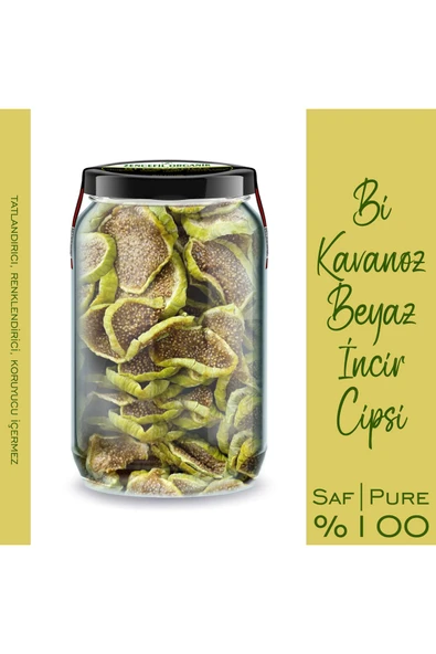İncir Cips Beyaz İncir Cipsi Bi Kavanoz 660 cc. Cam Kavanozda Katkısız Beyaz İncir Kurusu Fig Chips - 3