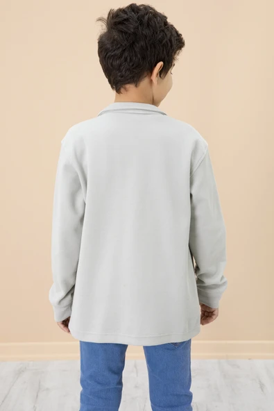 Gri Yazı Baskılı Tişörtlü Gömlekli Erkek Çocuk Takım 20008 - 5