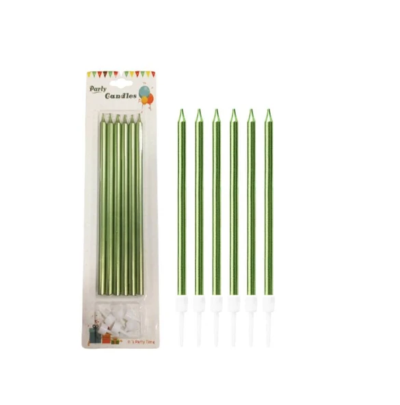 Yeşil Mum 6 li 20 cm