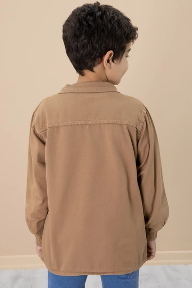 Kahve Gömlek ve Baskılı Tişörtlü Erkek Çocuk 2li Takım 19990 - 6