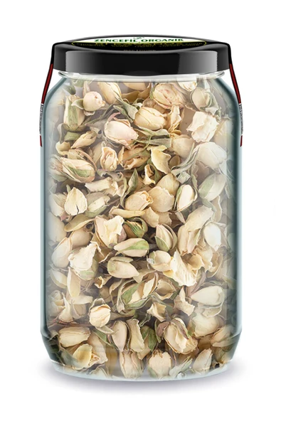 Bi Kavanoz Beyaz Gül + Bi Kavanoz Turuncu Gül 660 cc'lik 2 Adet Cam Kavanoz Tomurcuk Gül Kurusu - Resim 5