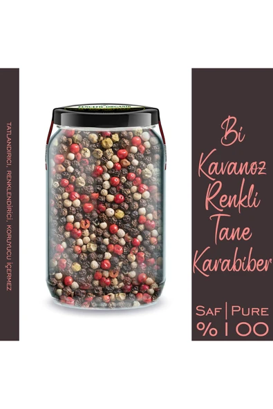 Renkli Karabiber Bi Kavanoz 660 cc. Cam Kavanozda 4 Renk Mix Tane Karabiber 4 Color Peppercorn - 3