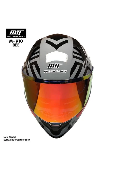 M-910 Bee Güneş Vizörlü Kask (KIRMIZI CAMLI) - Resim 3