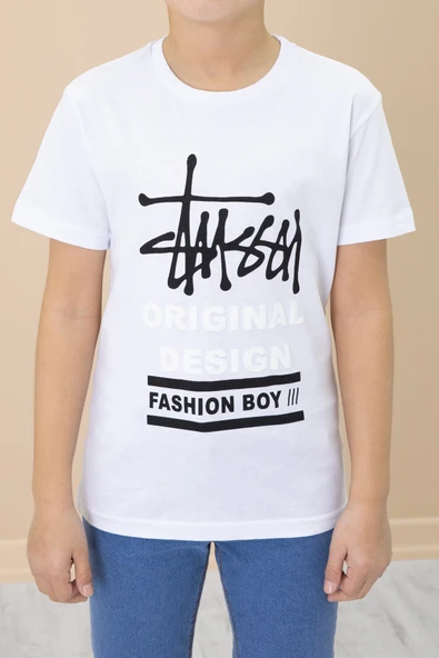 Gri Yazı Baskılı Tişörtlü Gömlekli Erkek Çocuk Takım 20008 - 4