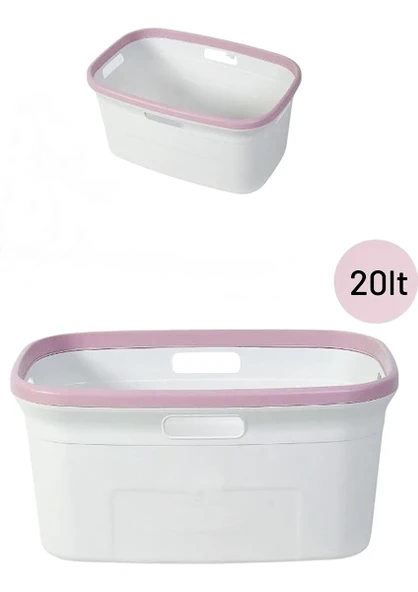 Motek Çamaşır Selesi çamaşır taşıma selesi  Pudra+Beyaz - 2