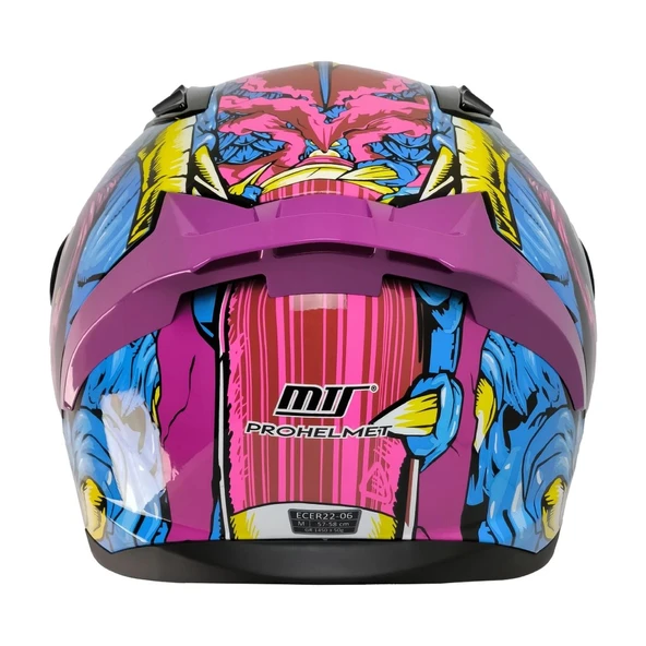 MTS M-801 GONGJU PEMBE-MAVİ GÜNEŞ VİZÖRLÜ KASK (SİYAH CAMLI) - 2