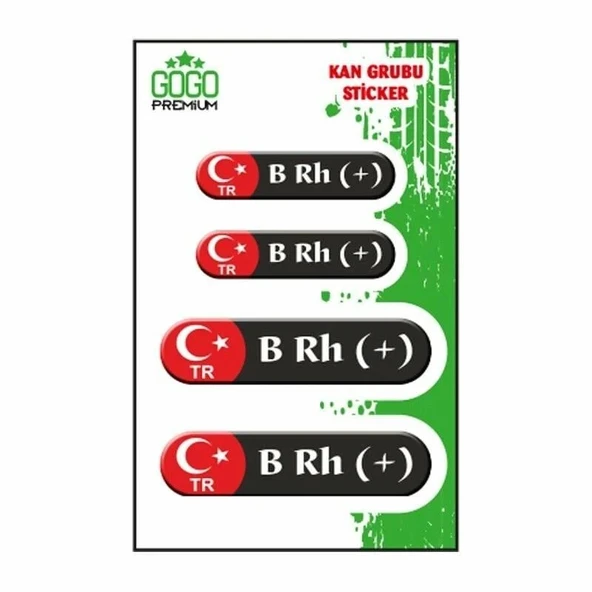 Kan Grubu B Rh(+) Siyah Dörtlü Damla Etiket