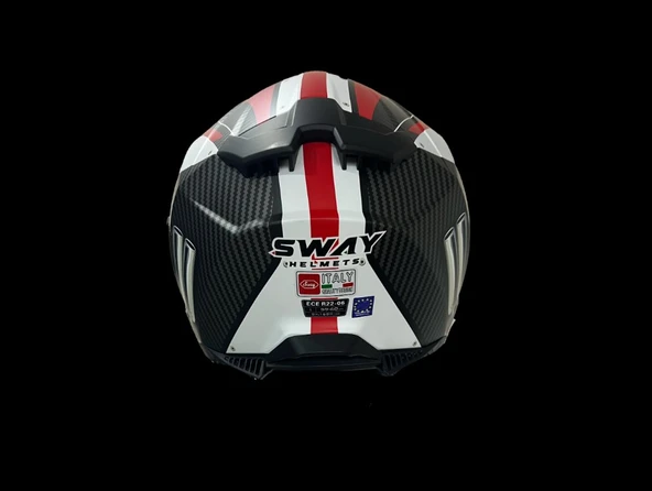 Sway SW 865 ENGINE RED-WHİTE GÜNEŞ VİZÖRLÜ FULL FACE - 3