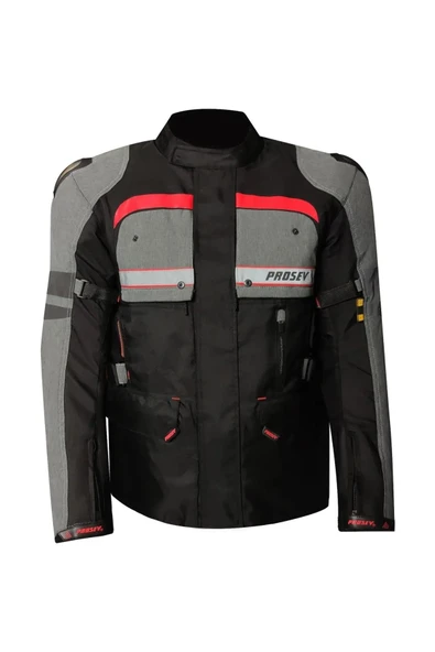 Prosev At2202 Long 4 Mevsim Motosiklet Montu Kırmızı Gri