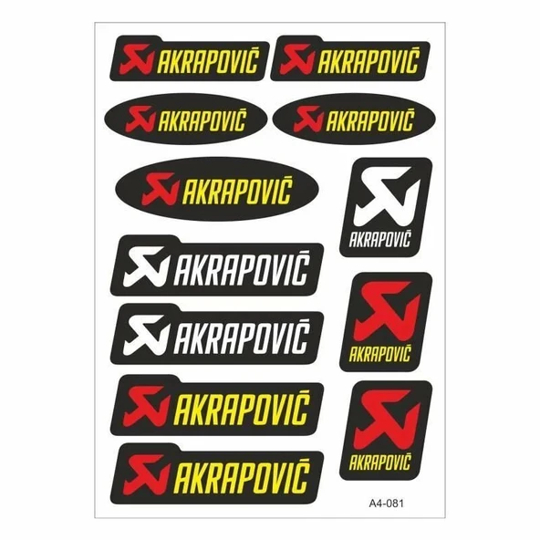 A4 Sticker 081 Tek Paket Çoklu Sticker - Akrapovic