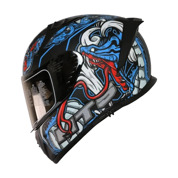 MTS M-801 MYTY BLUE GÜNEŞ VİZÖRLÜ KASK (SİYAH CAMLI)