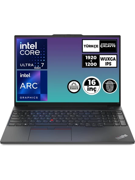 LENOVO Nb E16 G2 Ultra 7-155H 64 Gb Ram 1 Tb Ssd 16" Windows 11 Pro 21Ma002Utx Kt50