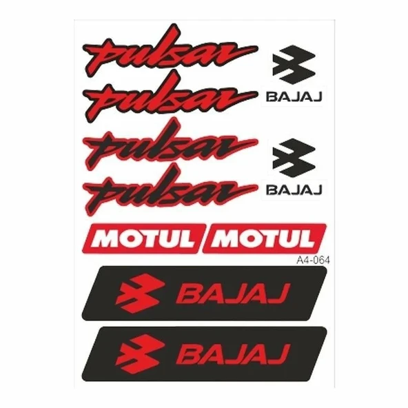 A4 Sticker 064 Tek Paket Çoklu Sticker - Bajaj