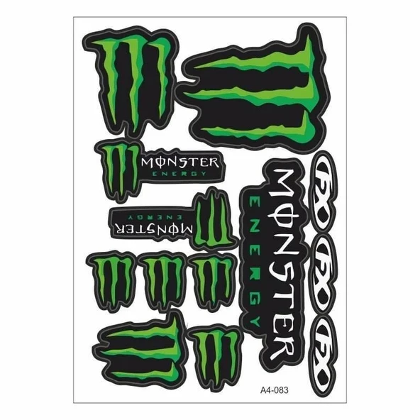 A4 Sticker 083 Tek Paket Çoklu Sticker - Monster