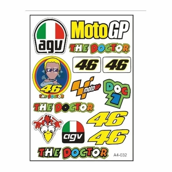 A4 Sticker 032 Tek Paket Çoklu Sticker - MotoGP