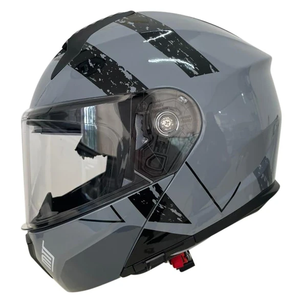 M-966 Çene Açılır Güneş Vizörlü Motosiklet Kaskı Gri