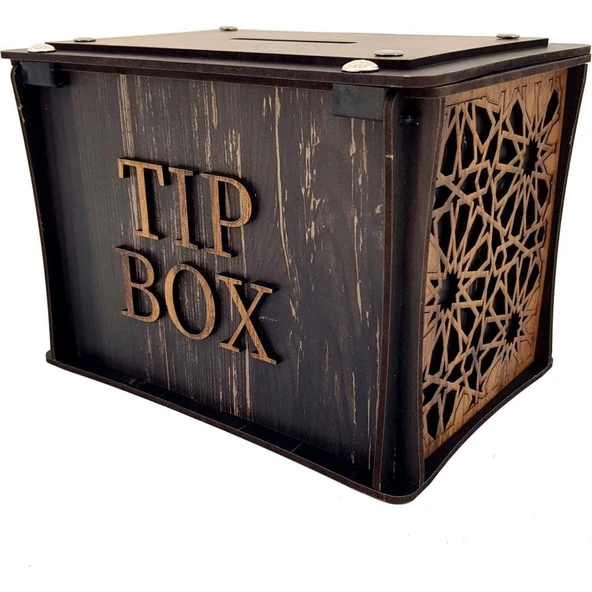 Kişiye Özel İsimli Ahşap Bahşiş Kutusu Sandık Tip Box Kumbara Tibbox - 2