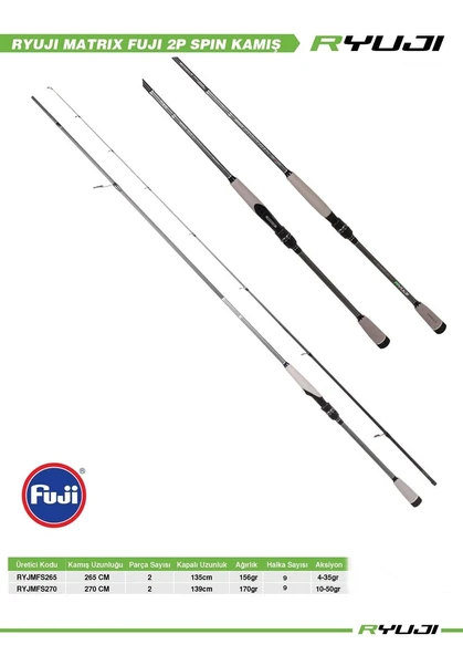 Ryuji Matrix Fuji 265cm 4-35gr 2 Parça Spin Kamış - 3