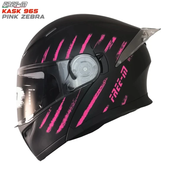 Free-M 965 Pink Zebra Çene Açılır Kask ürün görseli 1