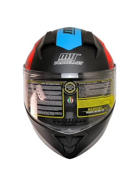 Mts 966 WX89 Çene Açılır Mat Siyah-Kırmızı-Mavi Kask - 4