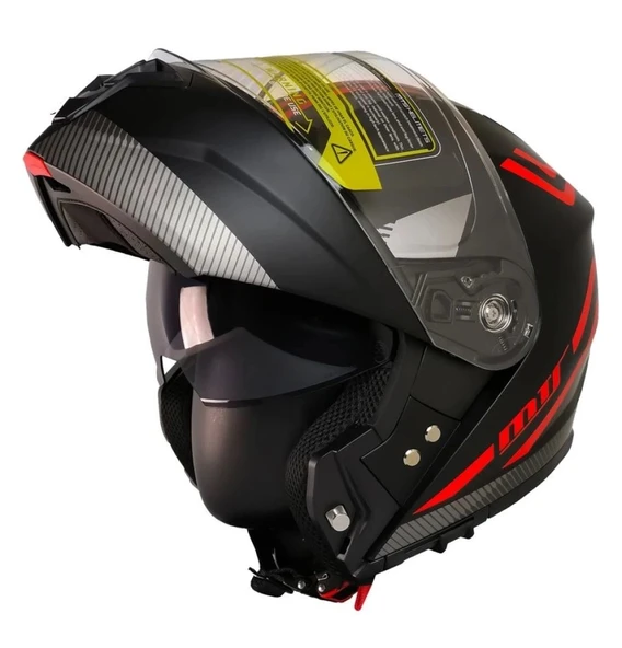 MTS 966 Wx20 Red Çene Açılır Mat Siyah-kırmızı Kask - 2