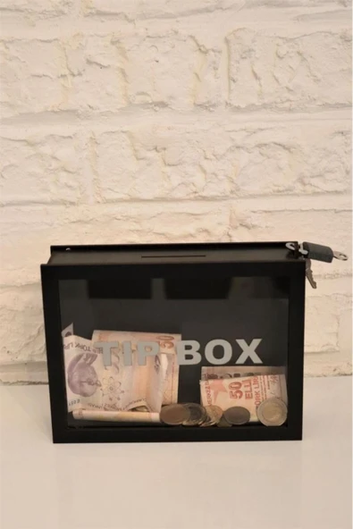 Ahşap Önü Şeffaf Pleksili Özel Yapım Kilitli Siyah Tip Box Kumbara - 3