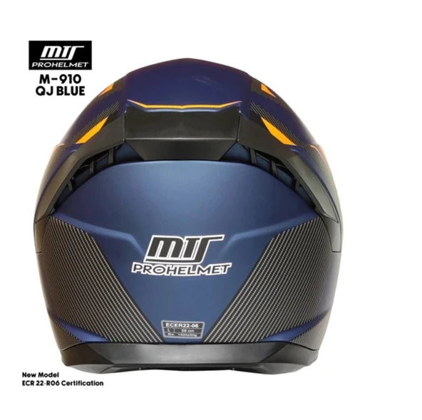M-910 Mat Blue Güneş Vizörlü Motosiklet Kaskı (SİYAH CAMLI) - Resim 3