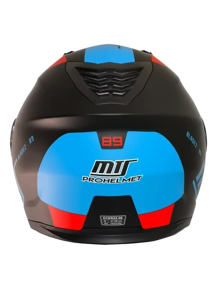 Mts 966 WX89 Çene Açılır Mat Siyah-Kırmızı-Mavi Kask - 3