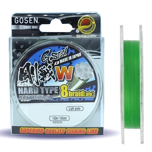 Gosen W8 Hard Type PE 8 Örgü Spin İp Misina 150 mt Açık Yeşil
