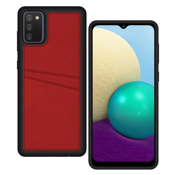 FitCase Samsung Galaxy A02s Kılıf Proda Deri Çift Kartlık Cepli Kapak - 4