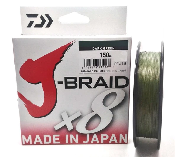 Daiwa J-Braid X8 Dark Green Olta Misinası 150Mt
