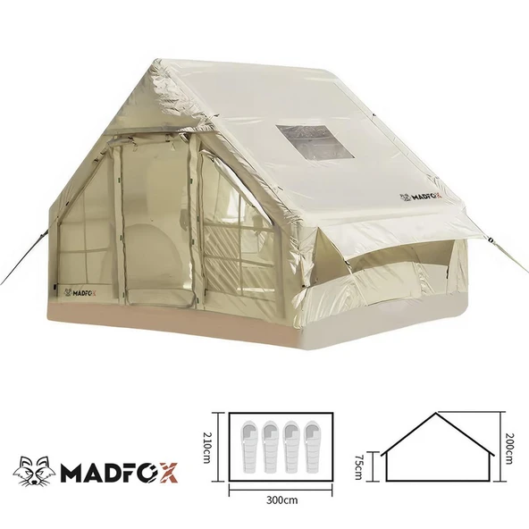 Madfox Bigless Glamping Cotton Inflatable Şişme Çadır [ Baca Çıkışlı ] - 3