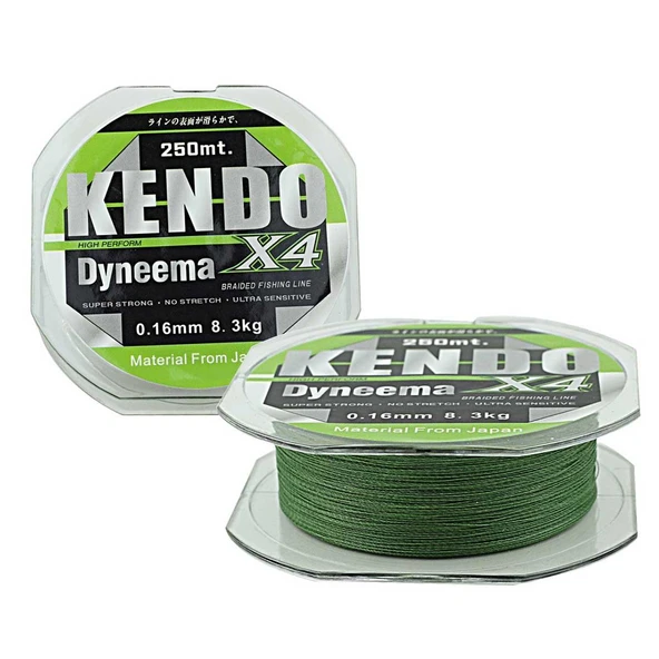 Kendo Dynema Braided High Green 4Örgü Olta Misinası 250Mt - 2